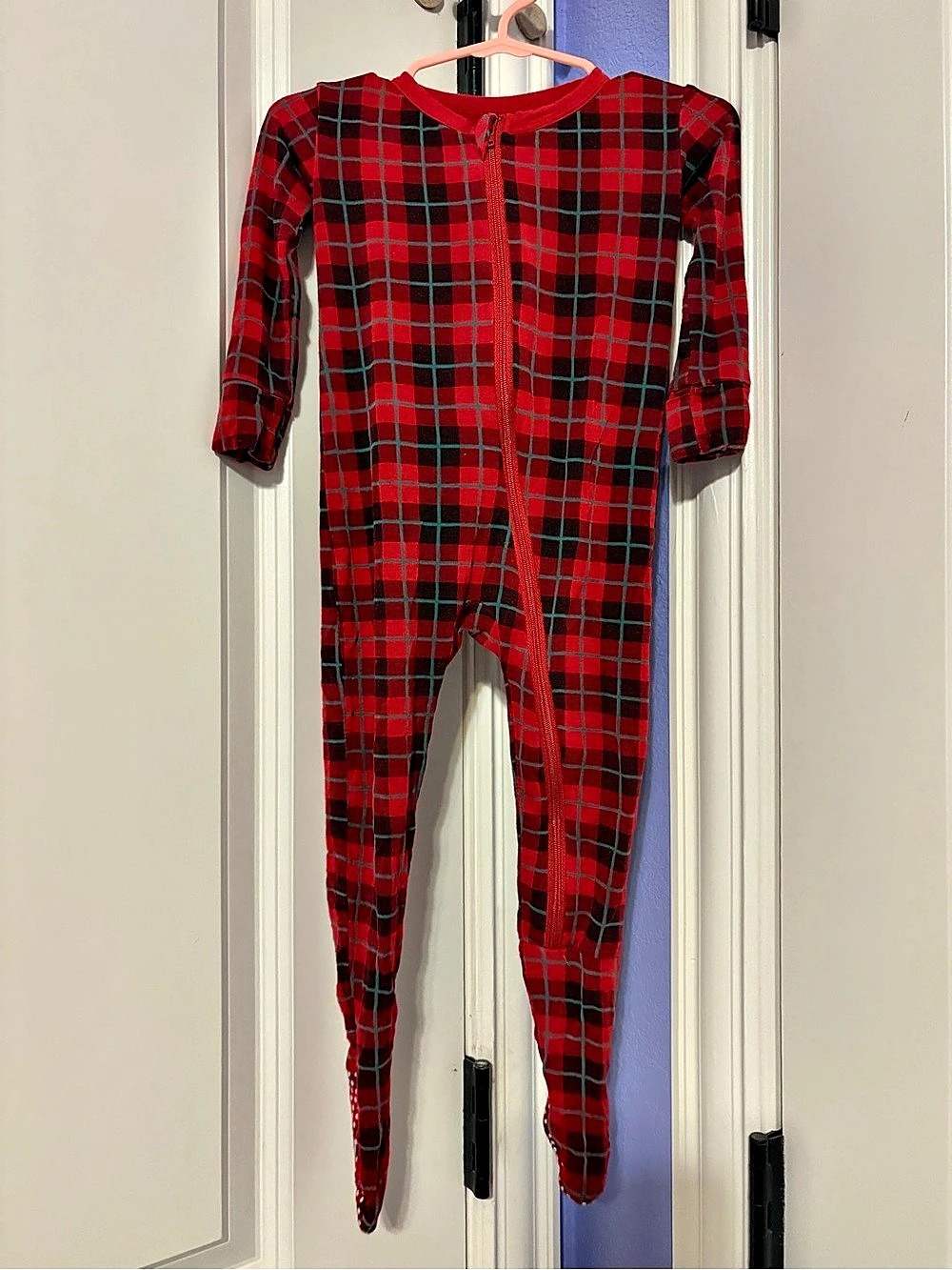 Kickee Pants Bamboo Footie Red & Green 12-18M